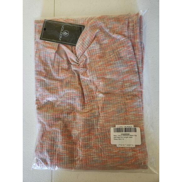 Volcom Women's Race 2 Space Fitted Midi Length Halter Dress Multi XL - Picture 2 of 3